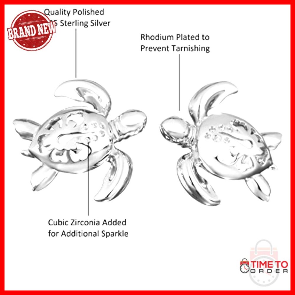 Sterling Silver Turtle Stud Dangle Earrings Hypoa… - image 3